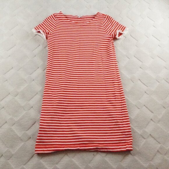 J.Crew Striped Poplin Trimmed Dress Womens Small Red White Preppy - Picture 1 of 12